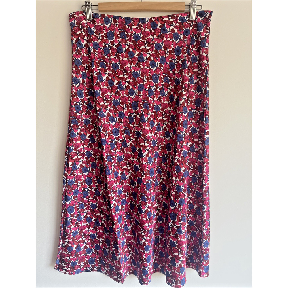 J. Crew Gwyneth Midi Slip Skirt Medium Berry Floral Pattern